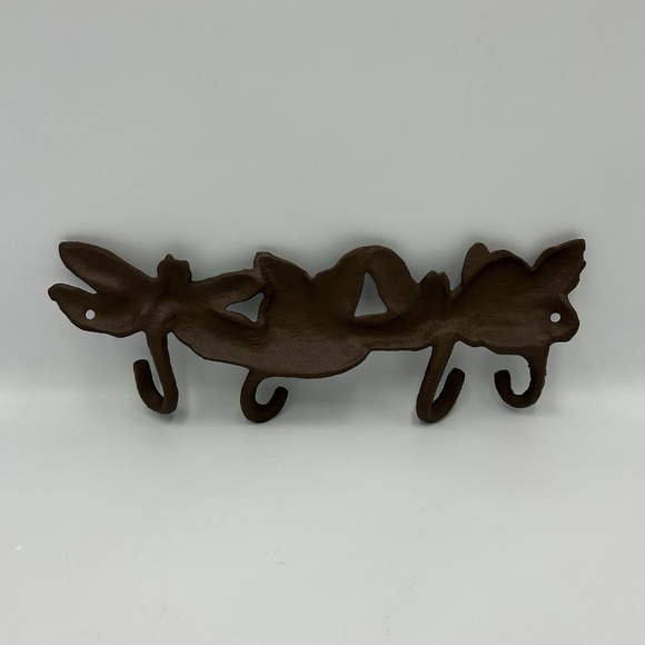 CAST IRON BROWN FINISH DRAGON FLY AND BUTTERFLY‎ COAT HOOK (4 HOOKS) - Picture 5 of 5